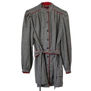 Vintage Jordache Wool Blend Blazer Womens 14 Houndstooth Button Front Office 80s